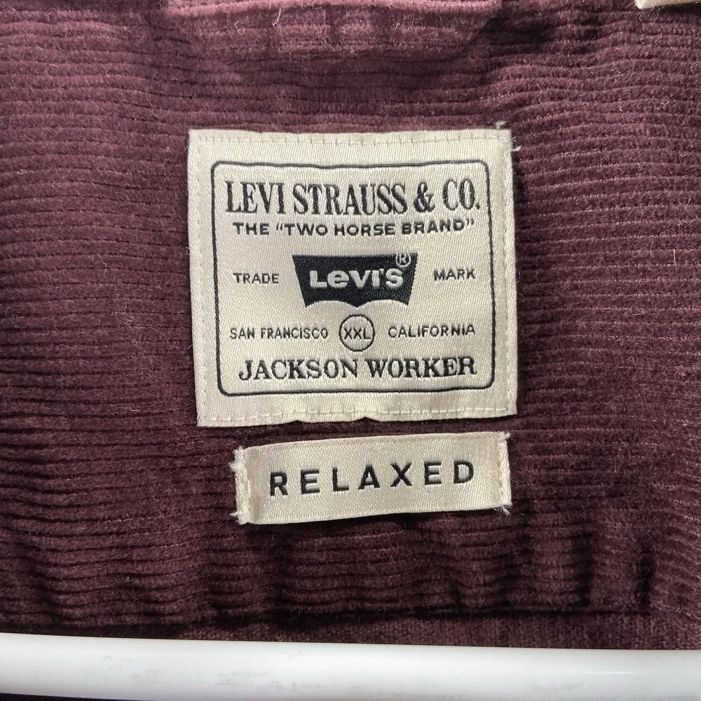 Levi's Shirt Mens XXL Corduroy Jackson Worker Button Up Relaxed Fit Red 2XL